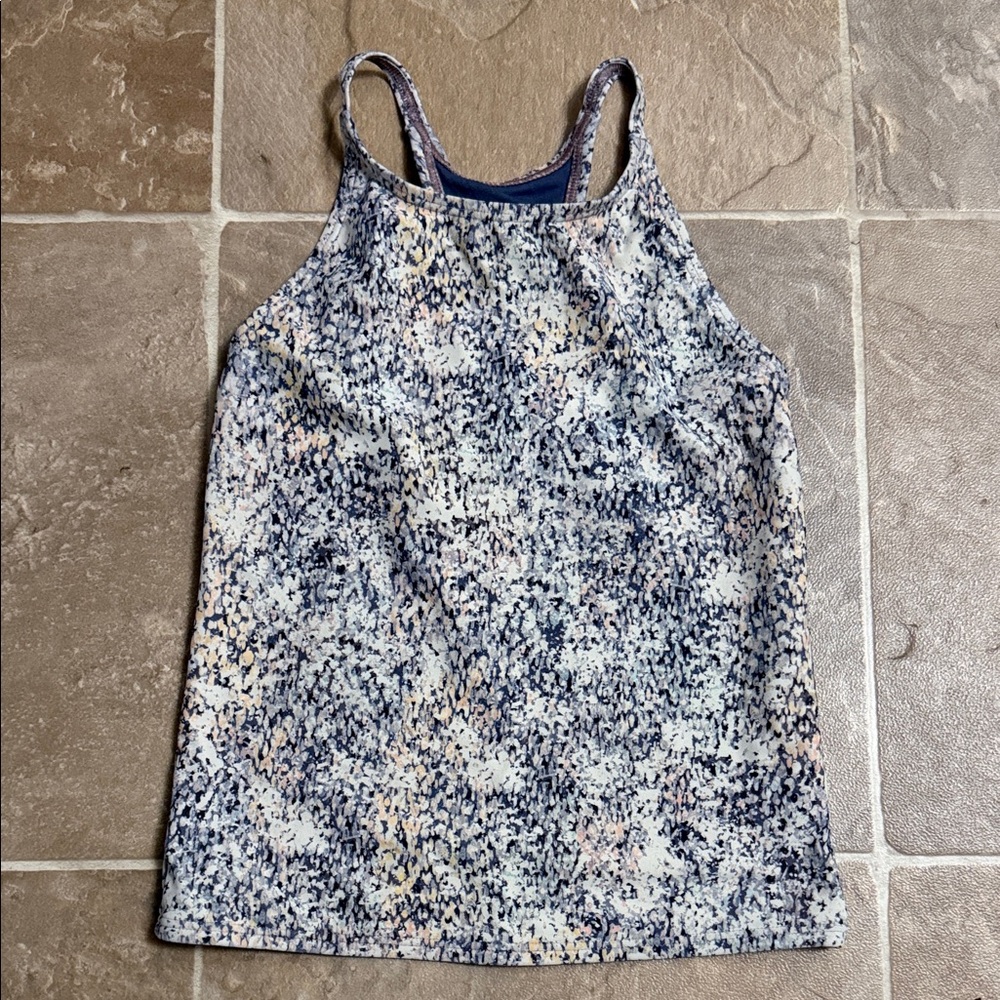 Athleta Breezy Printed Cutout Racerback Tank Top